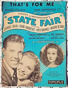 VINTAGE SHEET MUSIC - 1945 THAT'S FOR ME - RODGERS & HAMMERSTEIN (1945) - Picture 1 of 3