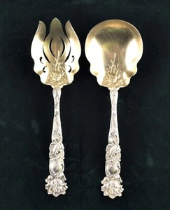 *Sterling Silver Flatware - Salad Serving Set w. Mono 9 Inch - Picture 1 of 9