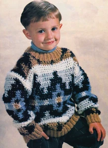 HANDSOME Boy's Sweater/Crochet Pattern INSTRUCTIONS ONLY - Picture 1 of 1