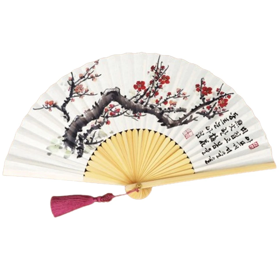 Ventilador de mano plegable de bambú tradicional Jeonju hecho a mano papel coreano de alta calidad Foto 1 de 4