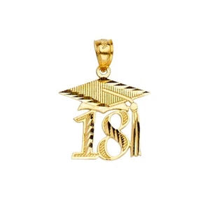 14K Yellow Gold Graduation Pendant w/Year - Picture 1 of 4