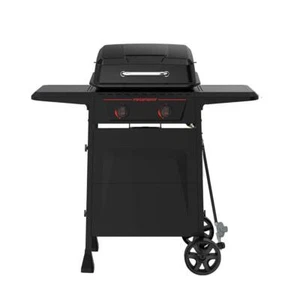 Propane Gas Grill 2-Burner Steel Main Burners Wheeled Portable Cooking Black - Picture 1 of 12