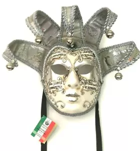 SILVER JOLLY SINFONIA CARNIVAL VENETIAN MASQUERADE MASK - Picture 1 of 5