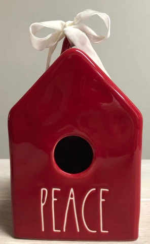 Rae Dunn Red Peace Birdhouse Artisan Collection By Magenta NEW Cover