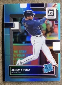 2022 Donruss Optic Carolina Blue Jeremy Pena Rated Rookie 4/50 Card 119 Prizm