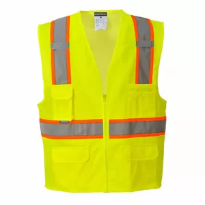 Portwest US372 Jackson Contrast Hi Vis Reflective Safety Zip Mesh Work Vest ANSI - Picture 1 of 5