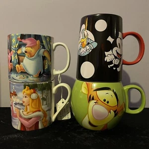 Walt Disney 4 Mugs Sleeping Beauty & Winnie The Pooh & Mickey Mouse & Tigger A1 - Picture 1 of 14