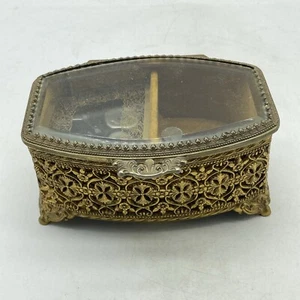 Vintage goldfarbene Sankyo Ormolu Spieluhr funktioniert 5x4x2,5 13 - Bild 1 von 7