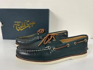 NUEVO con Caja Sperry Gold Cup AO 2-Eye Boat AMPLIOS Zapatos Cuero Azul Marino STS15803 - Imagen 1 de 19