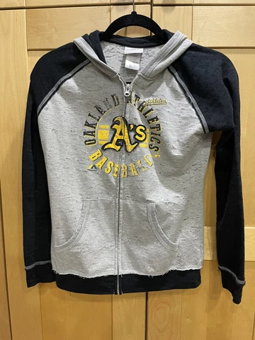 Oakland A's Athletics sweatshirt hoodie kids M gray yellow full zip Cover