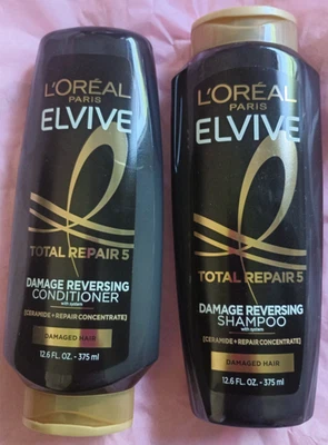 new LOREAL PARIS ELVIVE TOTAL REPAIR 5  SHAMPOO &CONDITIONER  12.6fl Oz C/U - Image 1 of 2