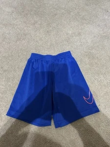 Nike Boys Dri-FIT Shorts- Blue & Neon Orange Size 7/L - Picture 1 of 4