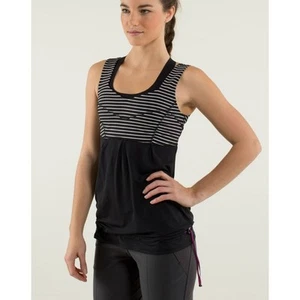 Lululemon Athletica Tame Me Black with White Stripe Tank Size 4 - Picture 1 of 9