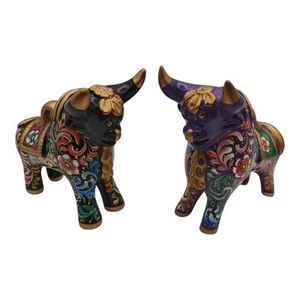 Hand Crafted Hand Painted Ceramic Pucara Bulls With Peruvian Set Of 2 - Picture 1 of 8