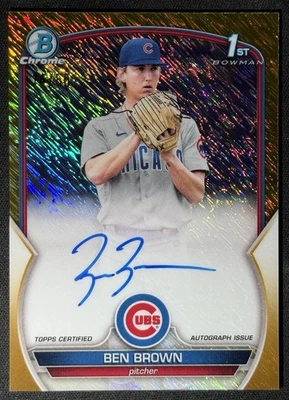 2023 Bowman Chrome 1st Gold Shimmer Auto /50 Ben Brown #CPA-BBN Chicago Cubs - Image 1 of 3