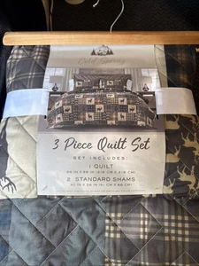 New Cabin Style 3 Piece Quilt Set with 2 Standard Shams - Picture 1 of 5