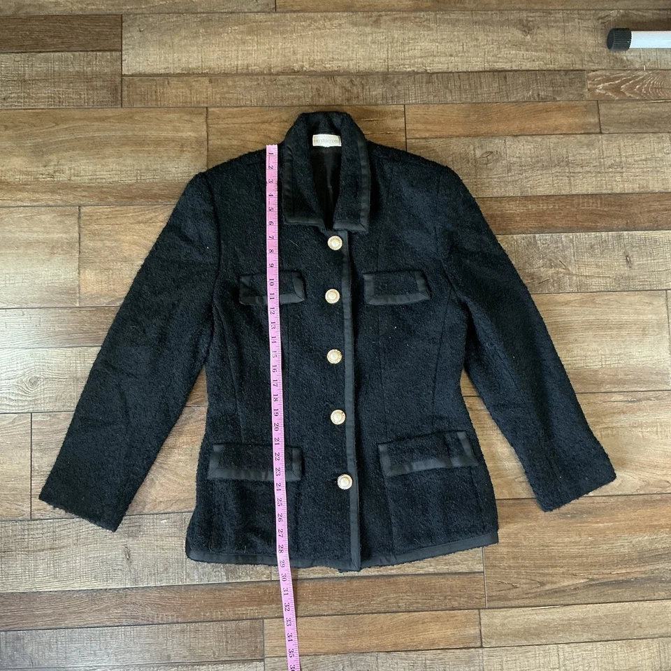 Chaqueta Blazer De Colección Henri Bendel Para Mujer Negra Lana Boucle Talla 14 Hecha en EE. UU. #51118 Foto 1 de 4