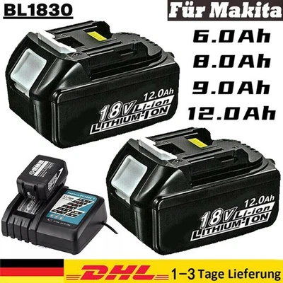 2X 18V 12Ah 6Ah Akku/Ladegerät Für Makita BL1850 BL1830 LXT BL1860 B Led Anzeige - Bild 1 von 4