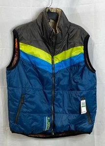LRG Mens Multicolor Chevron Puffer Vest Zip Front Sleeveless Outerwear Large NWT - Picture 1 of 6