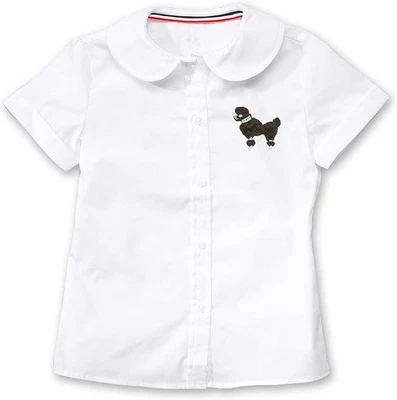 Blusa blanca para niñas años 50 con apliques de caniche talla 8 - Top disfraz retro Rockabilly Foto 1 de 4