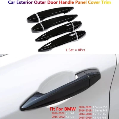 Black Outer Door Handle Panel Cover For BMW X5 F15 X6 F16 F52 F45 X1 F48 X2 F39 - Imagem 1 de 4