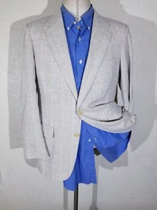 40R vintage blue/ivory Sailing Stripe Yacht Texture Jacket Coat Blazer boating - Picture 1 of 8
