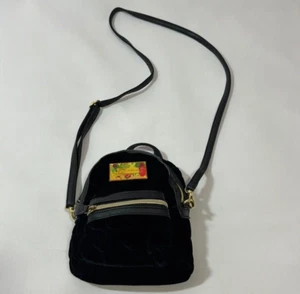 Betsey Johnson schwarz Samt Velours Flora Mini Rucksack Umhängetasche Schultertasche - Bild 1 von 10