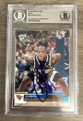 Chris Paul Firmado Autografiado 2005 Press Pass 26 Wake Forest Beckett BAS RC Automático Foto 1 de 2