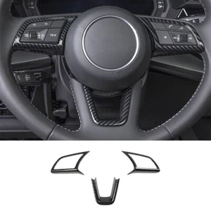 Fit For Audi A3 2022-2024 ABS Carbon Fiber Steering Wheel Strip Cover Trim 3PCS - Picture 1 of 8