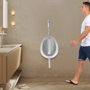 Sensore di rilevamento automatico moderno in acciaio inox orinatoi argento per wc maschile - Foto 1 di 10