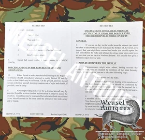 British Army RAF Op Banner NI Operational Aide Memoire HQNI G3 3774 NISOP G307B - Picture 1 of 2