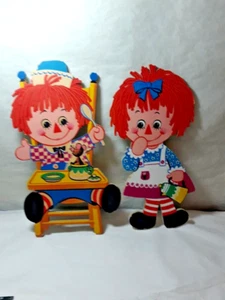 VTG 1972 Bobbs-Merrill Raggedy Ann And Andy Cut Outs Wall Hanging Decor  *AS IS* - Picture 1 of 9