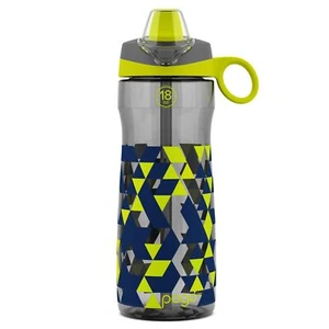 BPA-Free Tritan Kids Water Bottle with Silicone Soft Straw Grey Geode 18 oz. - Picture 1 of 6