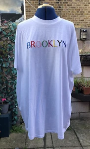 New Look Curves White Rainbow ‘Brooklyn’ Embroidery Cotton T-Shirt Size 22/24 - Picture 1 of 11