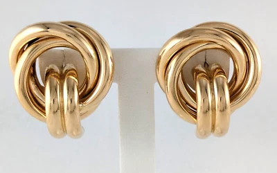 14K Gold Large Twist Omega Back Earrings, 30mm x 27mm - Image 1 of 4