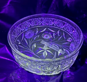 Vintage Vaseline Glass Fruit Bowl Libbey Harvard Pattern 3 Footed 1896 Crystal - Picture 1 of 14