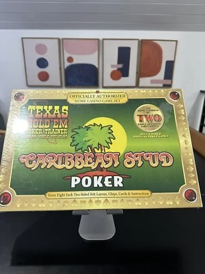 Texas Hold 'Em Caribbean Stud Poker Home Casino Party Card Game Set Sealed New - Image 1 of 4