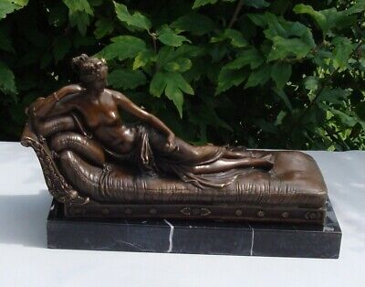 Estatua Desnudo Sexy Art Deco Estilo Art Nouveau Estilo Bronce Sólido Firmado • 333.12€