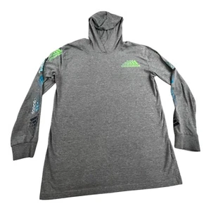 Adidas Pullover Hoodie Boys L (14/16) Gray Spell Out Decal Logo Graphic FGL012 - Picture 1 of 10