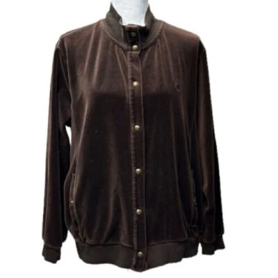Ralph Lauren Velvet Velour Collar Ribbed Snap Button Jacket Brown Plus Size 3X - Image 1 of 4