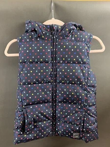 Gap Kids Navy Blue Polka Dot Puffer Primaloft Vest Jacket, Girls SZ XL - Picture 1 of 13