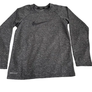 NWOT! Nike Swim Heather Gray UPF 40+ Dri-Fit Long Sleeve Shirt - Youth M - Picture 1 of 6