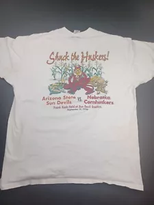 Vintage 1990er Arizona State Sun Devils weißes T-Shirt Herren XL "Shuck The Huskers" - Bild 1 von 8