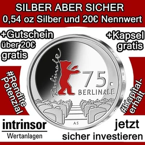 Silber Silbermünze 1 8 g 0,54 oz +20 Euro 🐻"Berlinale"🐻AG925 Anlage Investment - Bild 1 von 8