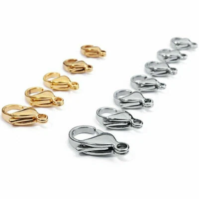 50pcs/lot 18k Gold Plated Stainless Steel Lobster Clasp Hook Claw Clasp Findings - Image 1 of 4