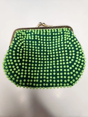 Vintage Beaded Change Purse British Hong Kong MCM 1960s 1970s Psychedelic Era - Image 1 of 3
