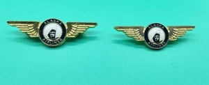 Pair of Alaska Airlines wing shaped lapel logo pins Gold, Blue and White - Picture 1 of 2