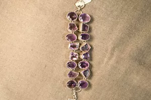 bracciale indiano in argento con ametista bb183 - Foto 1 di 6