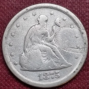 1875 S Twenty Cent Piece 20c Better Grade VG + Details RARE Type Coin #88842 - Picture 1 of 2