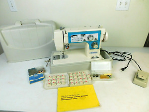 Vtg Complete Works! Dressmaker 7000 ZigZag Sewing Machine Case Cams Manual Video